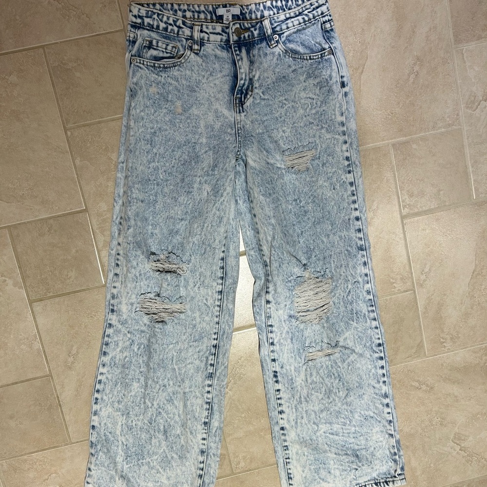 BP Acid Wash Distressed Wide Leg Jeans